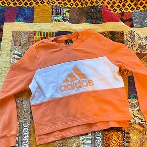 Coral Cropped Adidas Sweatshirt